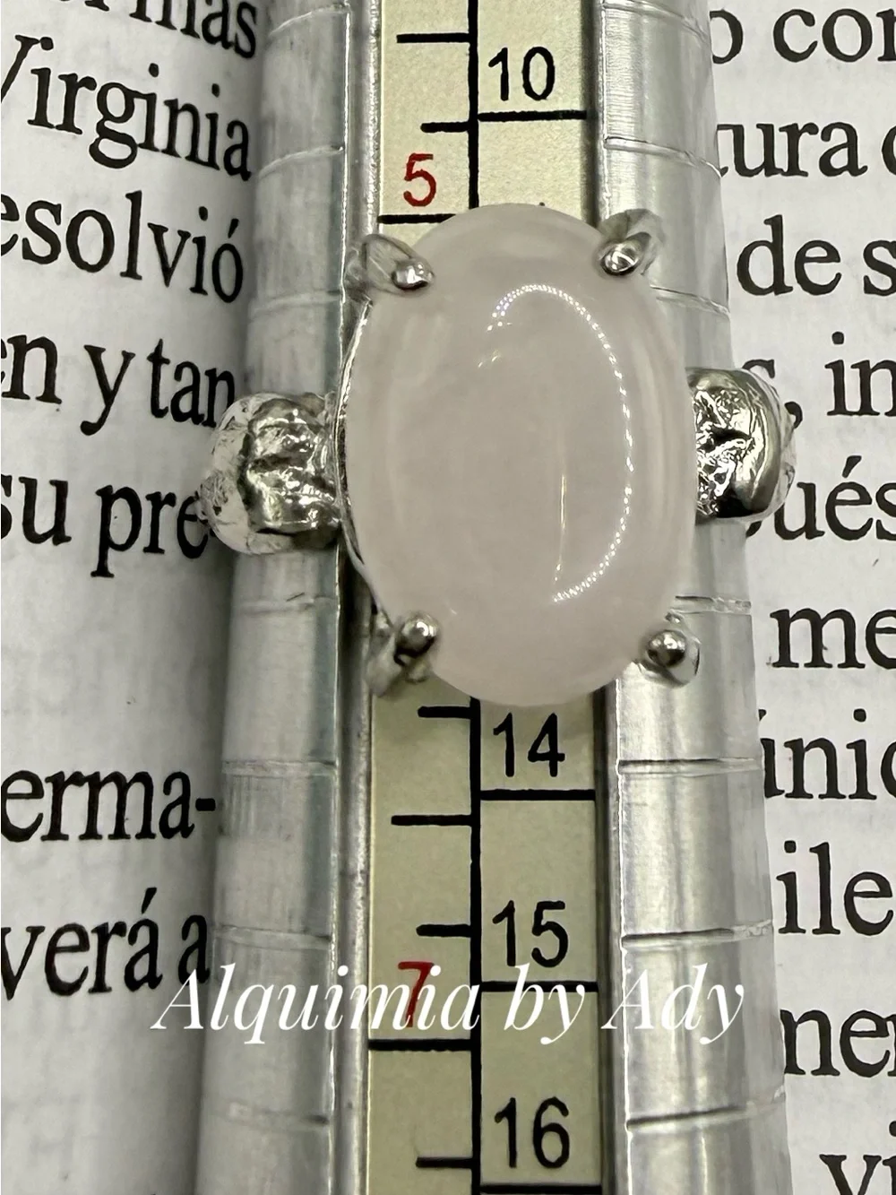 Pink Quartz Rhodium Silver Ring – 20mm Oval Stone, Tarnish-Resistant